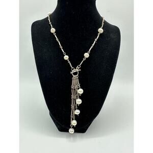 ✨ Sterling Silver & Cascading Freshwater Pearl Toggle Necklace ✨
